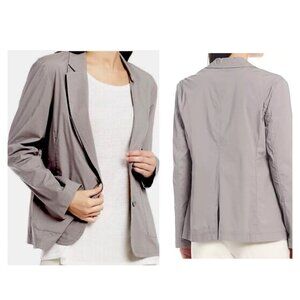 EILEEN FISHER Petite PS Organic Cotton Stretch Poplin Blazer Jacket Zinc Gray